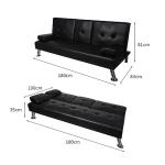 Black 3-Seater Convertible Sofa Bed with Cup Holders