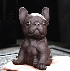 Handmade Purple Clay Bulldog Tea Pet Figurine