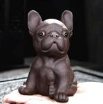 Handmade Purple Clay Bulldog Tea Pet Figurine