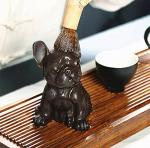 Handmade Purple Clay Bulldog Tea Pet Figurine