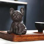 Handmade Purple Clay Bulldog Tea Pet Figurine