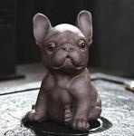 Handmade Purple Clay Bulldog Tea Pet Figurine