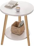 Uptyia White Round Coffee Table with Metal Frame