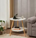 Uptyia White Round Coffee Table with Metal Frame