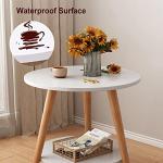 Uptyia White Round Coffee Table with Metal Frame