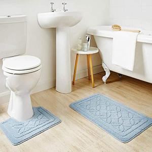 Burgundy Bath Mats Set - Machine Washable Non-Slip