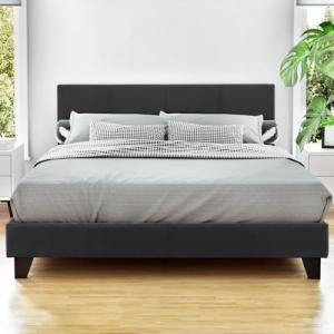 Queen Bed Frame with Charcoal Upholstered Headboard