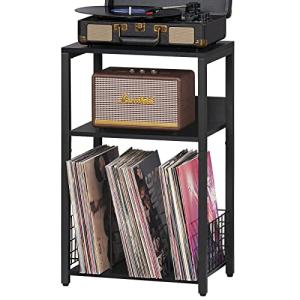 LELELINKY 3-Tier Vinyl Record Storage Side Table