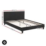Queen Bed Frame with Charcoal Upholstered Headboard