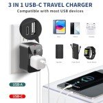 Universal Travel Adapter with USB-C Ports - Black