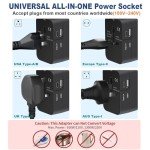 Universal Travel Adapter with USB-C Ports - Black