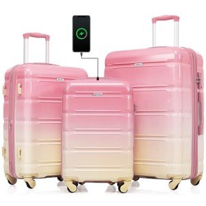 Merax Expandable 3-Piece Hardshell Luggage Set