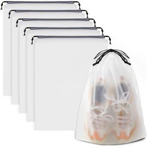 5 Clear Travel Shoe Bags with Drawstring Closure