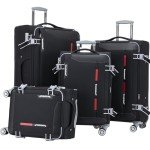 4-Piece Black Softside Luggage Set with TSA Lock