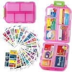 Mini Travel Pill Organizer with Labels - Pink