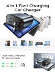 69W USB C Fast Car Charger for iPhone 16