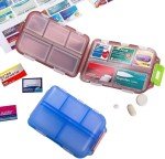 Mini Travel Pill Organizer with Labels - Pink