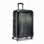 30-Inch Black Expandable Spinner Suitcase with Wheels