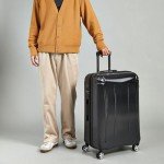 30-Inch Black Expandable Spinner Suitcase with Wheels