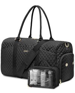 Black Women's Weekend Duffle Bag with Shoe Compartment