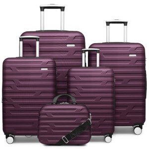 5-Piece Purple Hardside Luggage Set for Women