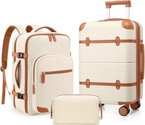 Mosslly Expandable 3-Piece Luggage Set with Backpack