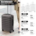 Coolife 20" Carry-On Spinner Luggage with USB Port