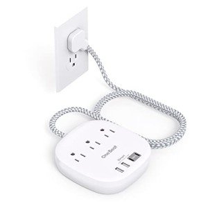 Ultra Flat Power Strip with USB Ports for Travel