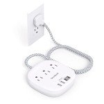 Ultra Flat Power Strip with USB Ports for Travel