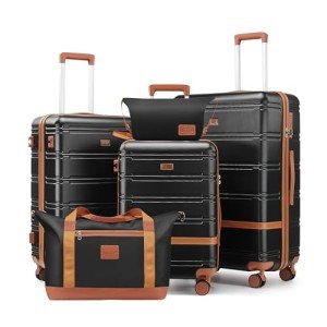 3-Piece Hardshell Luggage Set with Wheels (Black)