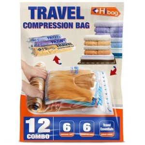 HIBAG 12 Travel Compression Bags for Easy Packing