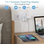 2-Pack USB C European Plug Adapter with Outlets