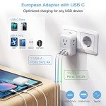 2-Pack USB C European Plug Adapter with Outlets