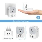 2-Pack USB C European Plug Adapter with Outlets