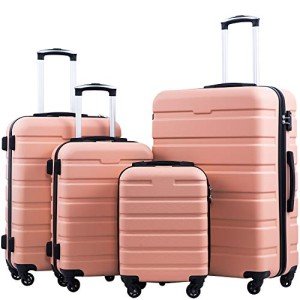 Coolife Sakura Pink Hardshell Spinner Luggage Set