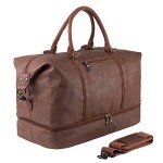 Brown Waterproof Leather Weekender Travel Bag