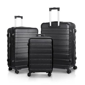 Affordable Black 3-Piece Expandable Luggage Set