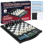 CNSENIOR Talking Chess Academy Board - AI Electronic Chess Set with Voice Tutor, Magnetic,Portable Travel Game, Ideal for Brain Training, Chess Computer for Kids and Adult, Beginners,All Level Players
