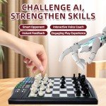 CNSENIOR Talking Chess Academy Board - AI Electronic Chess Set with Voice Tutor, Magnetic,Portable Travel Game, Ideal for Brain Training, Chess Computer for Kids and Adult, Beginners,All Level Players