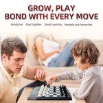 CNSENIOR Talking Chess Academy Board - AI Electronic Chess Set with Voice Tutor, Magnetic,Portable Travel Game, Ideal for Brain Training, Chess Computer for Kids and Adult, Beginners,All Level Players