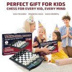 CNSENIOR Talking Chess Academy Board - AI Electronic Chess Set with Voice Tutor, Magnetic,Portable Travel Game, Ideal for Brain Training, Chess Computer for Kids and Adult, Beginners,All Level Players