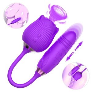 Rose-Sucking-Vibrator-Clitoral-Suction-Thrusting-Dildo-Toy-10 Speed-USELubricant