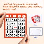 100-Pack Mixed Bingo Cards Set for Bingo Game/Thick Paper Bingo Cardboard Sheets