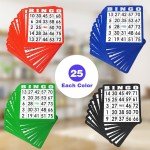100-Pack Mixed Bingo Cards Set for Bingo Game/Thick Paper Bingo Cardboard Sheets