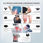 MEGAWISE Cordless Back Massager for Shoulders, Waist, Legs, Rechargeable 3200mAh Battery, 5 Speed and 5 +2 Massage Nodes 5 Hard, 2 Silicone Nodes, Massage While Moving Around (Off White Cordless)