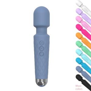 Destary Handheld Personal Powerful Portable 8 Speeds 20 Vibration Models Electric Mini Cordless Massager for Muscle Back Leg Waist Shoulder Neck HIPS Tummy Body Relaxtion - Grayblue