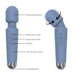 Destary Handheld Personal Powerful Portable 8 Speeds 20 Vibration Models Electric Mini Cordless Massager for Muscle Back Leg Waist Shoulder Neck HIPS Tummy Body Relaxtion - Grayblue