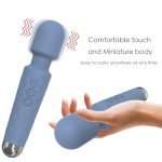 Destary Handheld Personal Powerful Portable 8 Speeds 20 Vibration Models Electric Mini Cordless Massager for Muscle Back Leg Waist Shoulder Neck HIPS Tummy Body Relaxtion - Grayblue