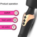Double Delight Wand Massager, Personal Massager with Powerful Vibration - Black