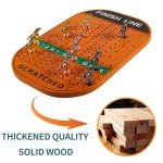 Grhonior Horse Racing Board Game with 11 Luxury Metal Craft Horses Thickened Pine Finish LINE Race Game Chessboard Including 2 Sets of dice and 2 Boxes of Cards(Red Peach)